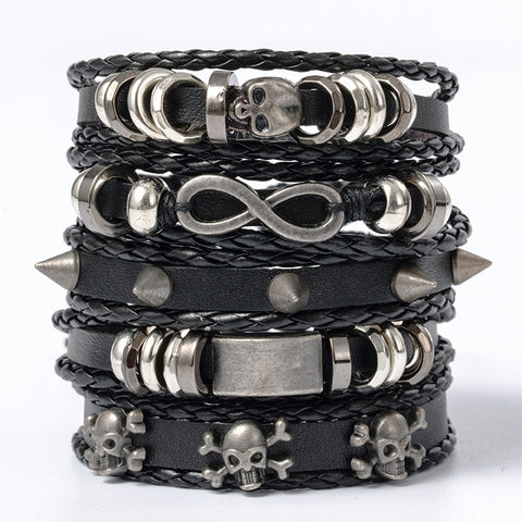 Pirate Skull 8 Letter Rivet Alloy  Bracelet