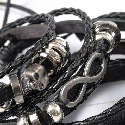 Pirate Skull 8 Letter Rivet Alloy  Bracelet